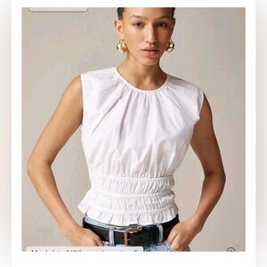 NWT J.Crew Women's White Hyacinth top in cotton poplin Large